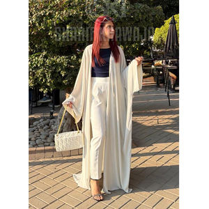 Precio al por mayor Nuevo y elegante vestido casual Abaya para mujer musulmana con logo personalizado, tallas variadas, transpirable, ligero, largo hasta el suelo, manga larga - Product Image 1