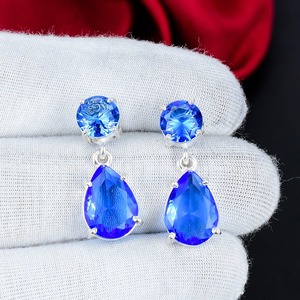 Tanzanite Gemstone Drop <b>Earrings</b> 925 Sterling <b>Silver</b> Pear Cut Handmade <b>Dangle</b> <b>Earrings</b> Elegant Jewelry Gift for Women - Product Image 1