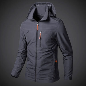 New Men's Outdoor Waterproof Windbreaker <b>Jacket</b> Covered Button Closure Breathable Comfortable Patchwork Design <b>Fleece</b> <b>Lining</b> for - Product Image 4