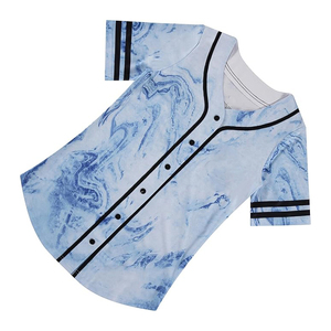 Trendy Blue <b>Marble</b> Pattern Baseball Jersey Custom Sublimation Fluid Art Design Short Sleeve Sportswear - Product Image 5