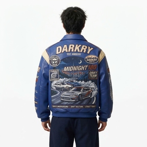 แจ็คเก็ตวาร์ซิตี้สีน้ำเงิน สไตล์ผู้ชาย Midnight 180 Drift Unit แบบ Patchwork สตรีทแวร์ ปกคอพับได้ กันลม เสื้อโค้ทฤดูใบไม้ร่วง - Product Image 2