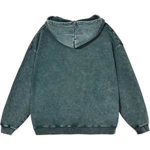 Unisex 380 GSM Acid Wash Style Fleece Hoodie Custom Logo Heavyweight Thick Winter Sweatshirt for Men and Women Front Logo - Product Image 2