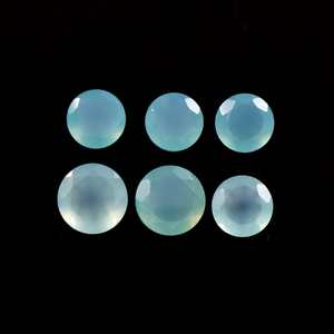 Lote al por mayor de calcedonia acuática natural facetada y calibrada de 6x6 mm para fabricación de joyas, calidad AAA++ certificada por terceros. - Product Image 1