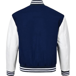 Low MOQ Casual Wear Wholesale Trending Custom Sport Bomber Letterman <b>Jacket</b> <b>Mens</b> Winter Coats <b>Jackets</b> Blue And <b>White</b> - Product Image 5