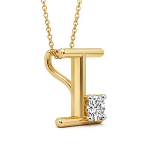 10k/14k <b>Solid</b> <b>Gold</b> Minimal I Alphabet Initial Letter <b>Pendant</b> Necklace High Quality Round Shaped Side Lab Grown Diamond <b>Pendant</b> - Product Image 5