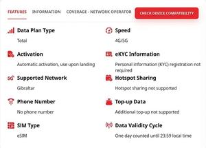 eSIM สำหรับการเดินทางกิบราฮัลต์ พร้อมข้อมูลไม่จำกัด เครือข่าย 4G/5G ความเร็วสูง และการเปิดใช้งานผ่าน QR โค้ด มีบริการ OEM/ODM - Product Image 2