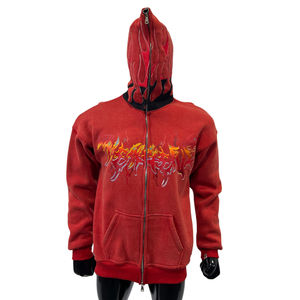 Hoodie bling à fermeture éclair intégrale pour les marques de streetwear, en molleton de coton, personnalisable avec strass, faible MOQ - Product Image 2