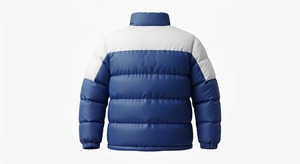 <b>Men's</b> Blue <b>White</b> Color Puffer <b>Jacket</b> Windproof Zipper Winter Casual Puffer <b>Jacket</b> For <b>Man</b> - Product Image 2