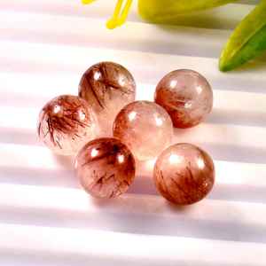 Lote al por mayor de esferas redondas lisas de cuarzo rutilado de cobre natural de 10 mm para joyería y sanación - Product Image 1