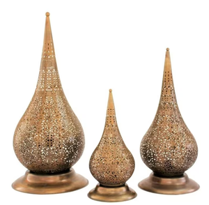 Linterna de mesa marroquí decorativa para el hogar, farol de hierro de Metal con acabado dorado dolorido hecho a mano, la mejor calidad - Product Image 2