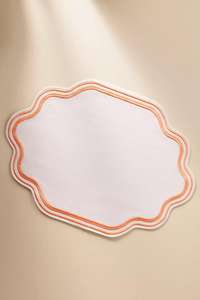 Manteles individuales Bearfit hechos a mano con bordado Madline, 100% algodón, lona orgánica, ecológicos, estilo europeo, con rayas azules - Product Image 2