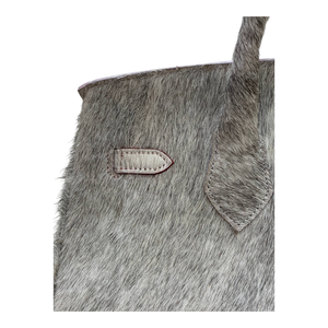 Grey Cow Leather Animal Print Structured Shoulder Bag Metal <b>Lock</b> 3L+ Capacity Premium Luxury Elegant Handbag for Daily Commuting - Product Image 3