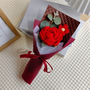 <span class=keywords><strong>Ramo</strong></span> de Flores Tejidas a Mano, Girasol, Clavel y Rosa, Regalo para el Día de San Valentín, <span class=keywords><strong>Ramo</strong></span> de Flores de Ganchillo Terminado, para Eventos Festivos, Venta al Por Mayor - Product Image 2