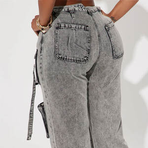 Jeans de Mujer, Estilo Nuevo, Pantalones Rectos, Color Puro, Tendencia de Moda, Pantalones Largos Holgados, Jeans de Pierna Ancha de Estilo Urbano - Product Image 3