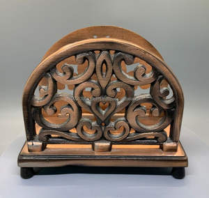 Porta Servilletas Elegante Hecho a Mano, de Hierro con Recubrimiento de Polvo Dorado, Diseño Hueco Dorado, Decorativo para Mesa, Estilo Americano - Product Image 3