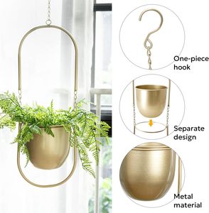 Gold <b>Hanging</b> <b>Basket</b> Ceiling <b>Hanging</b> Planter Hot Selling ndoor Plants Succulent Plants Cratone <b>Hanging</b> Plant Hanger Metal - Product Image 5