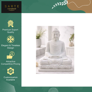 พระพุทธรูปหินอ่อนสีขาวแกะสลักด้วยมือ งานฝีมือตกแต่งบ้านสไตล์โมเดิร์น หรูหรา ขัดเงาด้วยมือ สำหรับตกแต่งภายในบ้าน - Product Image 2