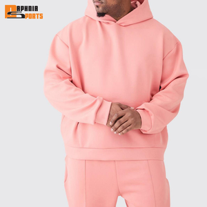 Conjunto de 2 Piezas de Sudadera con Capucha y Pantalones Deportivos de Felpa de Algodón Grueso, Color Liso, con Logotipo Personalizado, Hombros Caídos, Fabricante OEM - Product Image 2