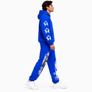 Conjuntos de sudadera y pantalón de chándal gruesos para hombre, sudaderas con capucha y joggers acampanados, chándales de invierno al por mayor - Product Image 5