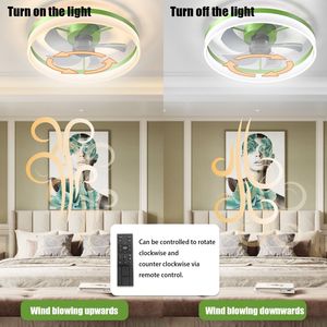 Ventilatori da Soffitto LED Moderni con Luci Dimmerabili e Installazione Sottile a Incasso Verde - Product Image 5