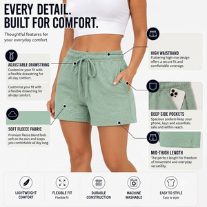 Shorts en molleton de coton pour femmes, doux, confortables, décontractés, avec cordon de serrage, taille élastique, vêtements de sport, shorts pour femmes, prix bas - Product Image 5