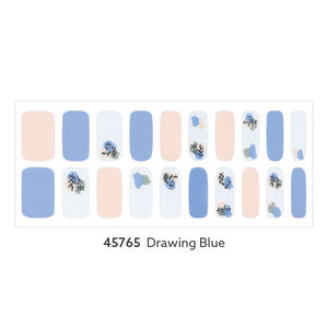 ShineB Gel Nail Strips #45765 Gel ongles autocollants facile auto nail art couleur bleue avec dessin à la main art fabriqué en corée oem odm - Product Image 2