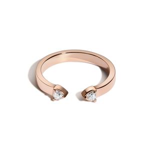 Custom 14K Solid Gold Trillion Cut Lab Grown Diamond Open Cuff <b>Ring</b> V Prong Set Bezel Flatiron Midi <b>Stacking</b> Bands Factory Price - Product Image 5