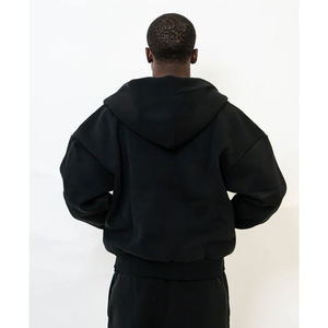 Mens Black Full <b>Zip</b> Hoodie Custom Logo Oversized Hooded Sweatshirt Heavyweight Streetwear <b>Zip</b> <b>Up</b> <b>Jacket</b> - Product Image 4