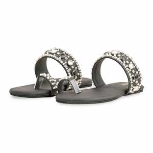 Sandales à talon noires pour femmes Fancy EC0220 Chappal - Product Image 3