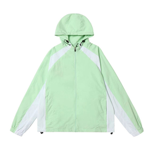 Chaqueta Cortavientos Rosa con Capucha, Estilo Deportivo, Bloques de Color, Cierre de Cremallera, Unisex, para Primavera, Corte Regular, Exterior de Poliéster - Product Image 3