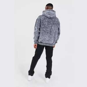 Sudadera con Capucha Gris Tie-Dye para Hombre, Corte Holgado, Informal, Tejida, Manga Larga, con Bolsillos, para Otoño - Product Image 6
