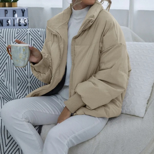 Veste matelassée thermique surdimensionnée personnalisée pour femmes, couleur crème - Product Image 1