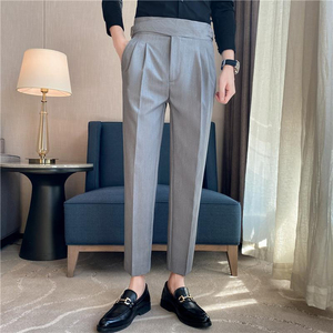 Pantalones de Vestir Formales Plisados de Cintura Alta para Hombre, Corte Regular, Color Negro, Pantalones de Alta Calidad para Hombre a Precio Económico, OEM Personalizado - Product Image 4