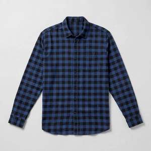 เสื้อเชิ้ตแขนสั้นผู้ชายลายสก็อตสีน้ำเงินดำ ผ้าทวิลล์ ฟลานเนล ลำลอง ติดกระดุม คอปก กันยับ คุณภาพสูง เหมาะสำหรับใส่ในฤดูร้อน - Product Image 6