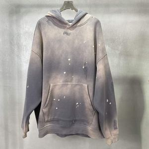 Sweat-shirt à capuche en polaire beige coupe classique, effet délavé, poche avant, streetwear pour homme, vêtements d'hiver, 100% polyester - Product Image 3