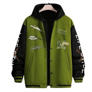 OEM Custom Chain Chenille Patch Embroidery Leather Sleeve Vintage Baseball Letterman Varsity Jacket for Men - Product Image 6