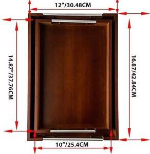 Juego de bandejas de servir de madera de lujo con asas de metal, bandeja decorativa para el hogar, hoteles y hostelería - Product Image 2