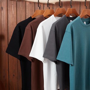 T-shirt pour homme 100% coton à manches courtes, col rond, coupe classique, uni, vintage, anti-rides, disponible en noir, marron, blanc, gris, bleu sarcelle - Product Image 1