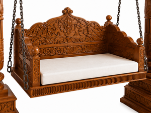 Exclusive Elephant Trunk Pillar Wooden <b>Swing</b> for Living Room Classic Wood Indoor <b>Swing</b> With Hand Carved <b>Frame</b> And Chains USA - Product Image 5
