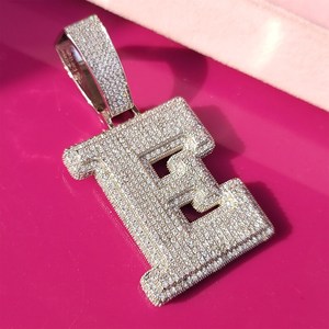 Achetez un collier avec pendentif initial en moissanite serti de pierres, plaqué or rose, avec breloque numéro, bijoux de fête hip-hop - Product Image 5