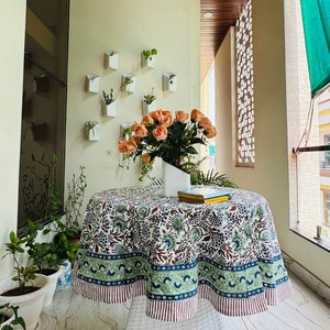 Indian Floral Block Print Premium Quality Handmade Cotton <b>Tablecloth</b> <b>Square</b> Covers Runner Modern Party 2026 - Product Image 3