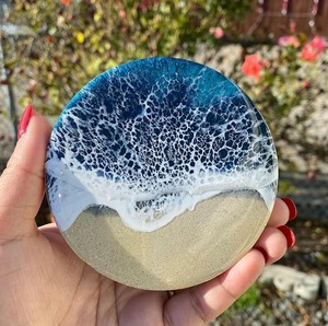 Resin Coaster Set with Unique Designs Waterproof Heat Resistant Table Protection for Home Office <b>Restaurant</b> <b>Decoration</b> - Product Image 5