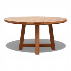 Mesa de Comedor Redonda Moderna de Madera de Teca Sólida con Acabado Natural, Estilo Escandinavo, Mesa de Cocina Circular para 4-6 Personas, Muebles para Restaurante - Product Image 3
