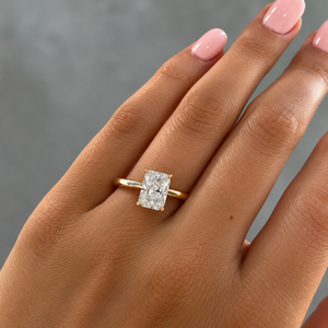 แหวนเพชรทรงปรินเซสคัทเพาะเลี้ยงในห้องปฏิบัติการ ทองคำขาว 14K ของขวัญสุดคลาสสิกสำหรับผู้หญิง - Product Image 4