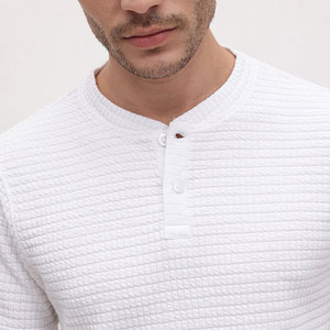 Camiseta de Manga Corta para Hombre, Cuello Redondo, Tejido Waffle Blanco, Corte Regular, Color Sólido, Transpirable, de Algodón - Product Image 6