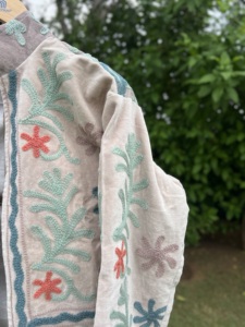 Luxury Handmade Knitted <b>Velvet</b> Embroidery Stand <b>Jacket</b> <b>Women</b> | Premium Floral Artisan Designer Eco-Friendly Autumn/Winter - Product Image 4