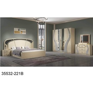 Ensemble de chambre à coucher moderne 35532-221A, lit king size, meubles en MDF avec tête de lit éclairée et armoire avec miroir - Product Image 2
