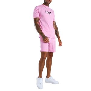 Camisetas y pantalones cortos para hombre, camiseta con pantalones cortos a juego, conjuntos cortos de algodón 100%, logotipo personalizado de dos piezas - Product Image 1