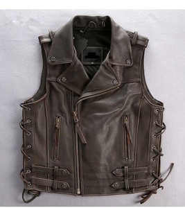 Gilet en cuir antique pour hommes en détresse grande taille en cuir de vachette véritable - Product Image 3