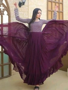 งานปาร์ตี้วันเกิดผ้าจอร์เจียเทียมแบบพิเศษลวดลายเก๋ๆสีสันสดใสเส้นไหมหลายเส้นและลำดับงาน salwar kameez - Product Image 3